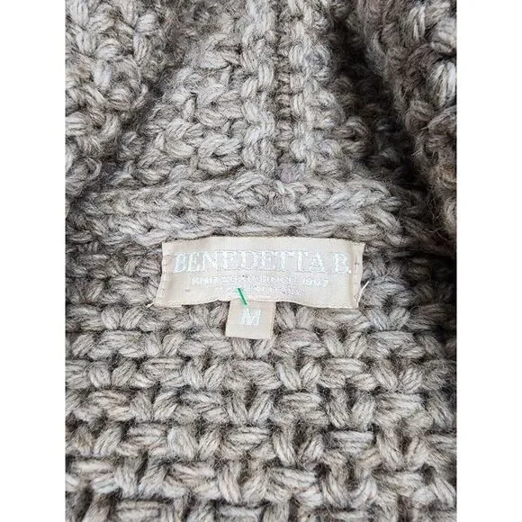 Benedetta B Italy Long Knit Open Cardigan Sweater  Wool/Alpaca Blend‎ Brown SZ M - Picture 2 of 6